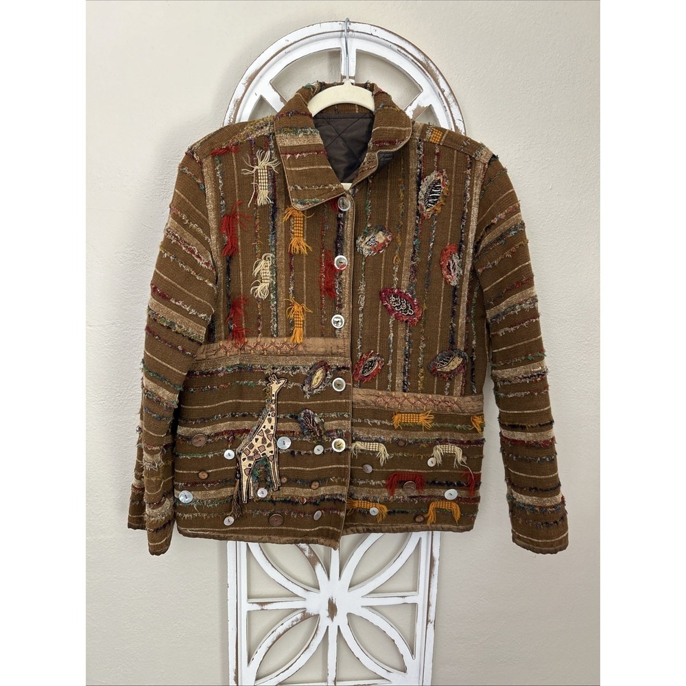 Yak Magik MEDIUM Tweed Embroidered Beaded Boho Reversible Safari Festival Jacket